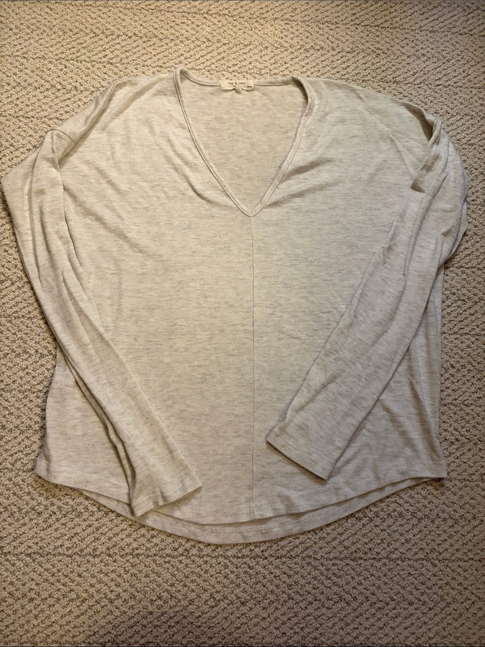 rag & bone Light Heather Gray V-Neck Long Sleeve Tee